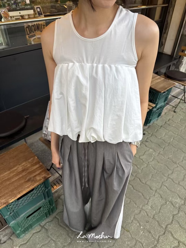 棉質拼襯衫背心式上衣